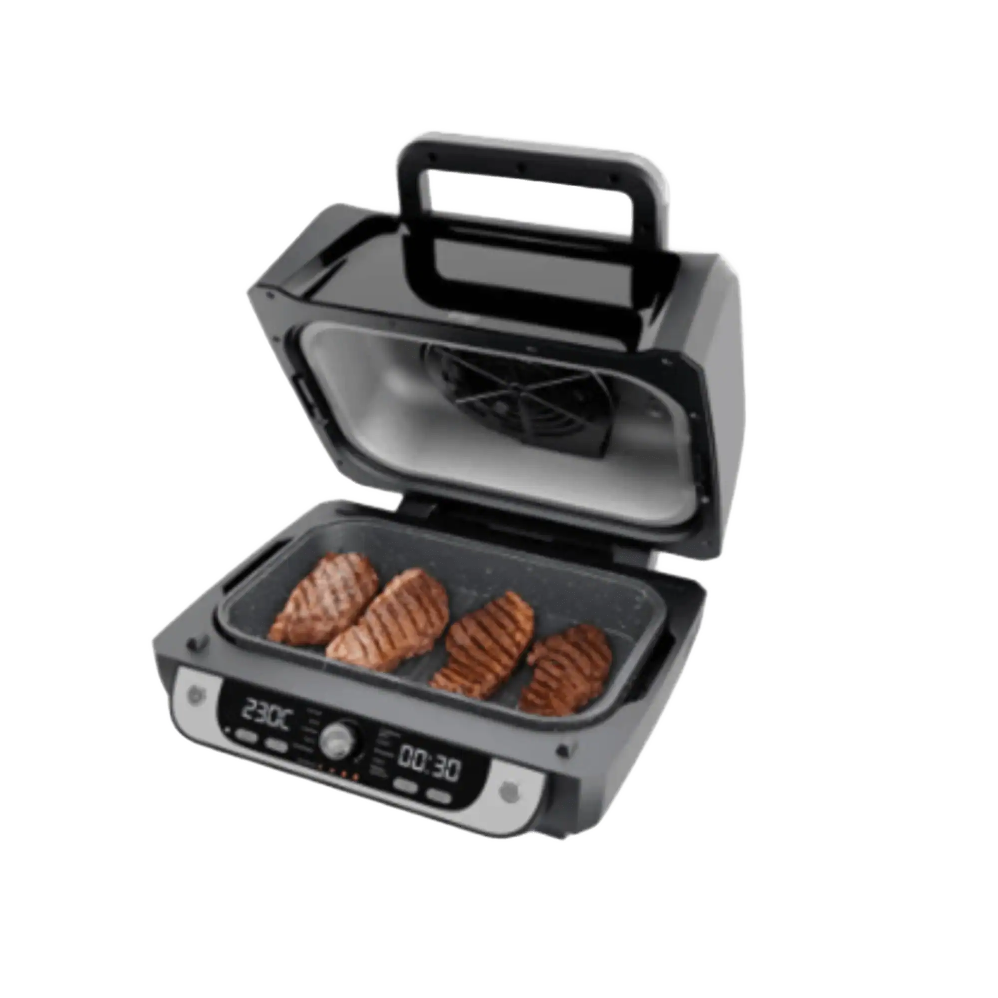 Fritadeira elétrica Air Fryer Barbecue Digital Wap preta aberta em fundo branco